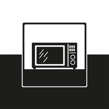 Microwave. Vector icon in black and white form.