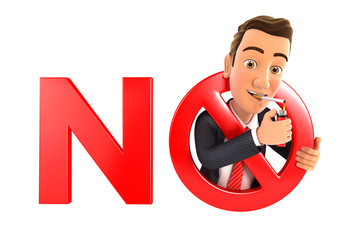 3d businessman no smoking concept