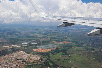 AIRPLANE WING, BRAZIL, December 02, 2016: traveling from São Paulo to Brasília.