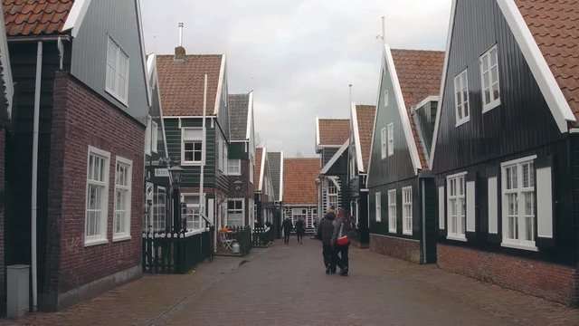 Houses and museum in traditional Dutch village Marken, Netherlands