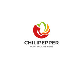 Chili pepper logo template. Spicy vegetables vector design. Food illustration