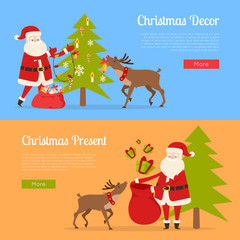 Christmas Decor and Present with Santa Claus.