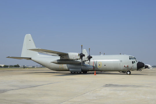 Hercules military transport plane at airport