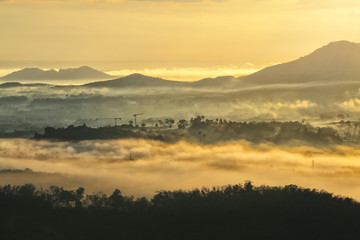 Misty morning in the Doi Ang Khang, Chiang Mai, Thailand.