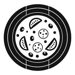 Pizza with sausage, tomatoes and olives icon