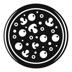 Pizza with olives and mushrooms icon, simple style