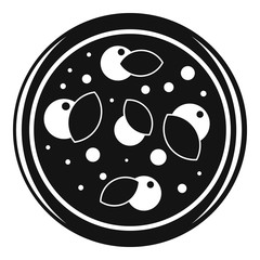 Pizza with greens icon, simple style