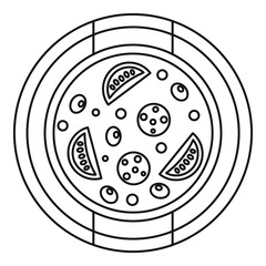 Pizza with sausage, tomatoes and olives icon