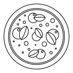 Fototapeta premium Pizza with basil icon, outline style