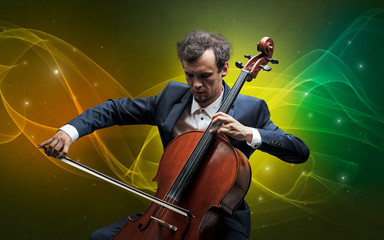 Cellist with colorful fabled concept