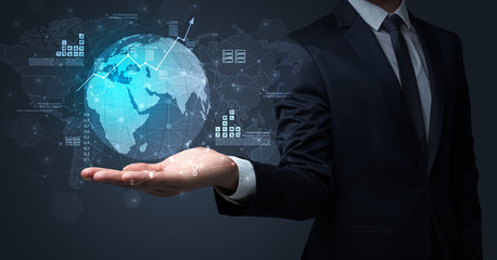 Global internet using concept with businessman