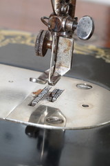 Pad of the old Singer sewing machine close-up