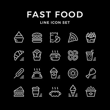 Set line icons of fast food