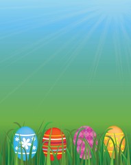 Easter eggs in the grass, vector