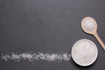 spoon and bowl with sea salt