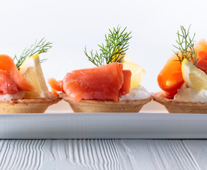 Tartlets with salmon.