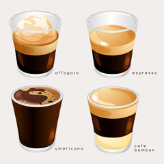 Set of Coffee Types : Vector Illustration - 187998367