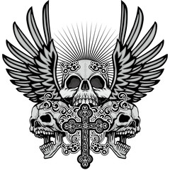 grunge skull coat of arms
