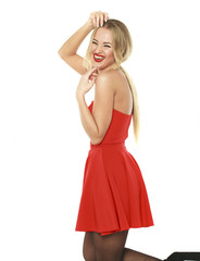 Portrait close up of young beautiful blonde woman