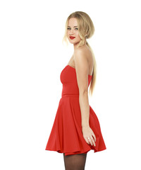 Portrait close up of young beautiful blonde woman