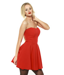 Portrait close up of young beautiful blonde woman