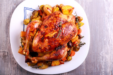 Roast chicken with brussel sprouts