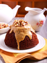 Sticky toffee pudding with caramel sauce