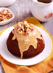 Sticky toffee pudding with caramel sauce