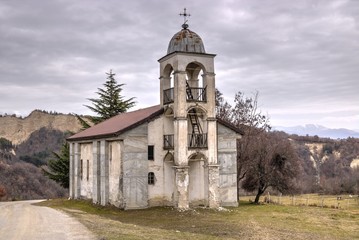 Fototapeta na wymiar Old church, autumn landscape. Melnik, Bulgaria 