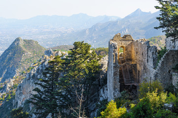 Saint Hilarion Castle on a mountain, Kyrenia Girne district, Cyprus