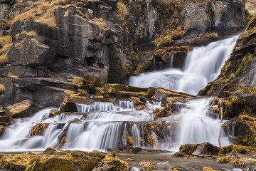 Vallée de La Clarée, hameau de Fontcouverte, la cascade de Fontcouverte sur la rivière la...
