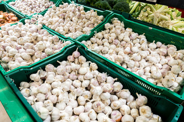 garlic on the counter,  top view