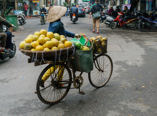 Traditional bicycle selling fruits in Vietnam Asia