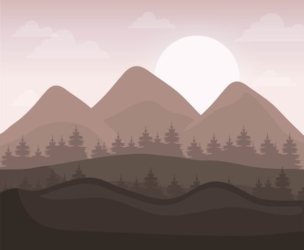 mountain landscape with forest design