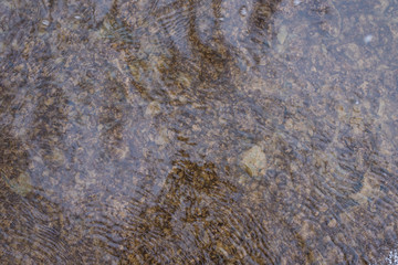 Running water in a creek - water background, texture