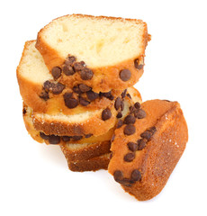 Top View of a Chocolate Chip Muffin Isolated on a White Background