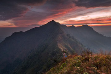 Khao Chang Puak Mountain at sunset, Thong Pha Phum National Park, Kanchanaburi, Thailand
