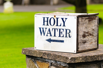 Sign directing visitors to Holy Water