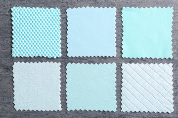 Fabric samples on grey background