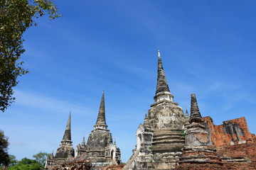 Fototapeta premium Photo of the main and sub temple of Wat Phra Si Sanphet in gorgeous view. 