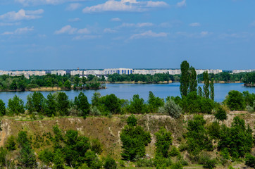 View on a city Komsomolsk and river Dnieper