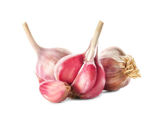 Fresh garlic on white background