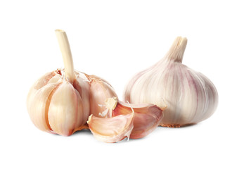 Fresh garlic on white background