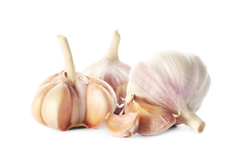 Fresh garlic on white background