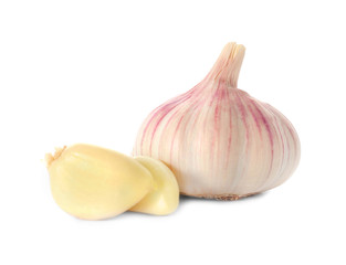 Fresh garlic on white background