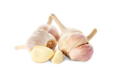 Fresh garlic on white background