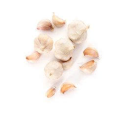 Fresh garlic on white background