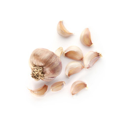 Fresh garlic on white background