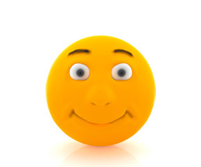 Yellow smiling round face, 3D rendering