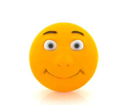 Yellow smiling round face, 3D rendering